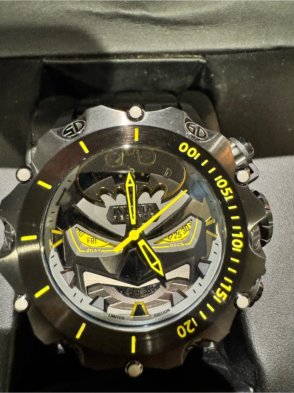 Invicta Black and Yellow Batman-Themed Men's Chronograph Watch